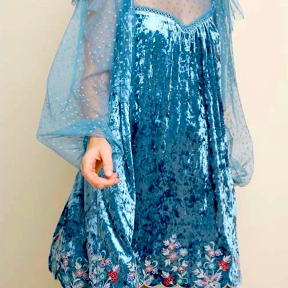Mauve Velvet Mesh Sleeve Dress